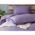 Solid Washed cotton bedding set for four season